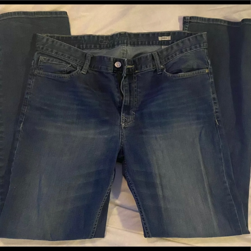 Calvin Klein Mens Stretch Straight Leg Jeans